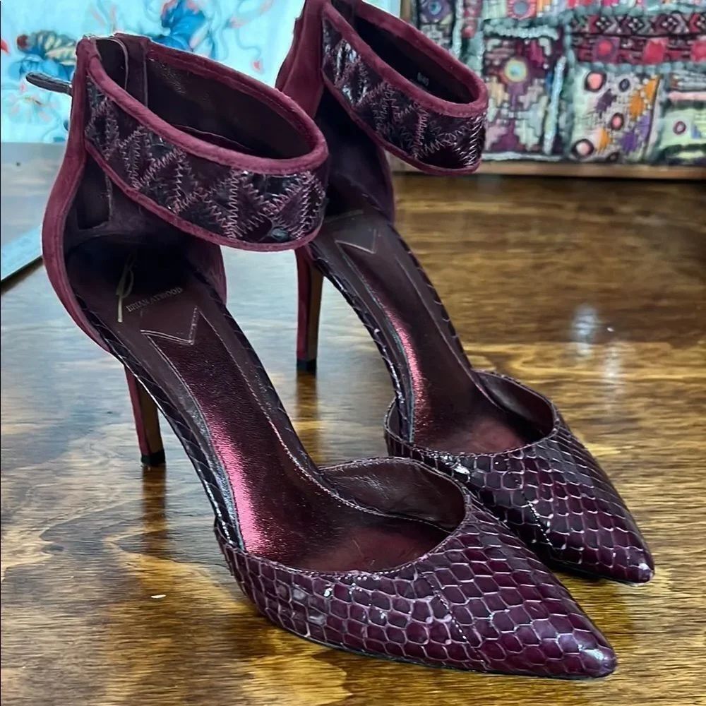 Brian Atwood Deep Burgundy Textured Heels